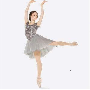 REVOLUTION Dancewear All of Me Sequin High-Low Chiffon Lyrical Contemporary Grey